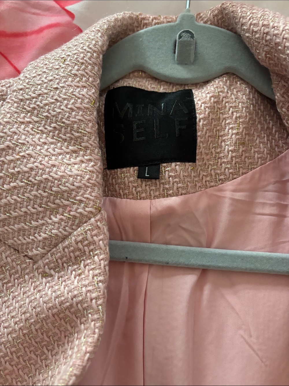 Ina Double-Breasted Textured Blazer in Light Pink. WOMENS - Picture 2 of 5